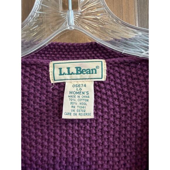 LL Bean | Vtg. Women’s Wool Blend Cableknit Button Cardigan Sweater- Size Large - Picture 3 of 6